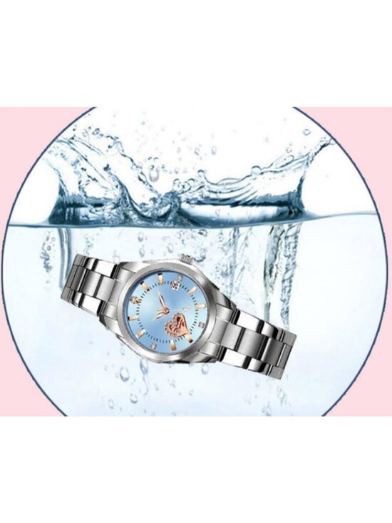Women\'s Blue Face Analog Quartz Silver Stainless Steel Luminous Waterproof Watch main image 5